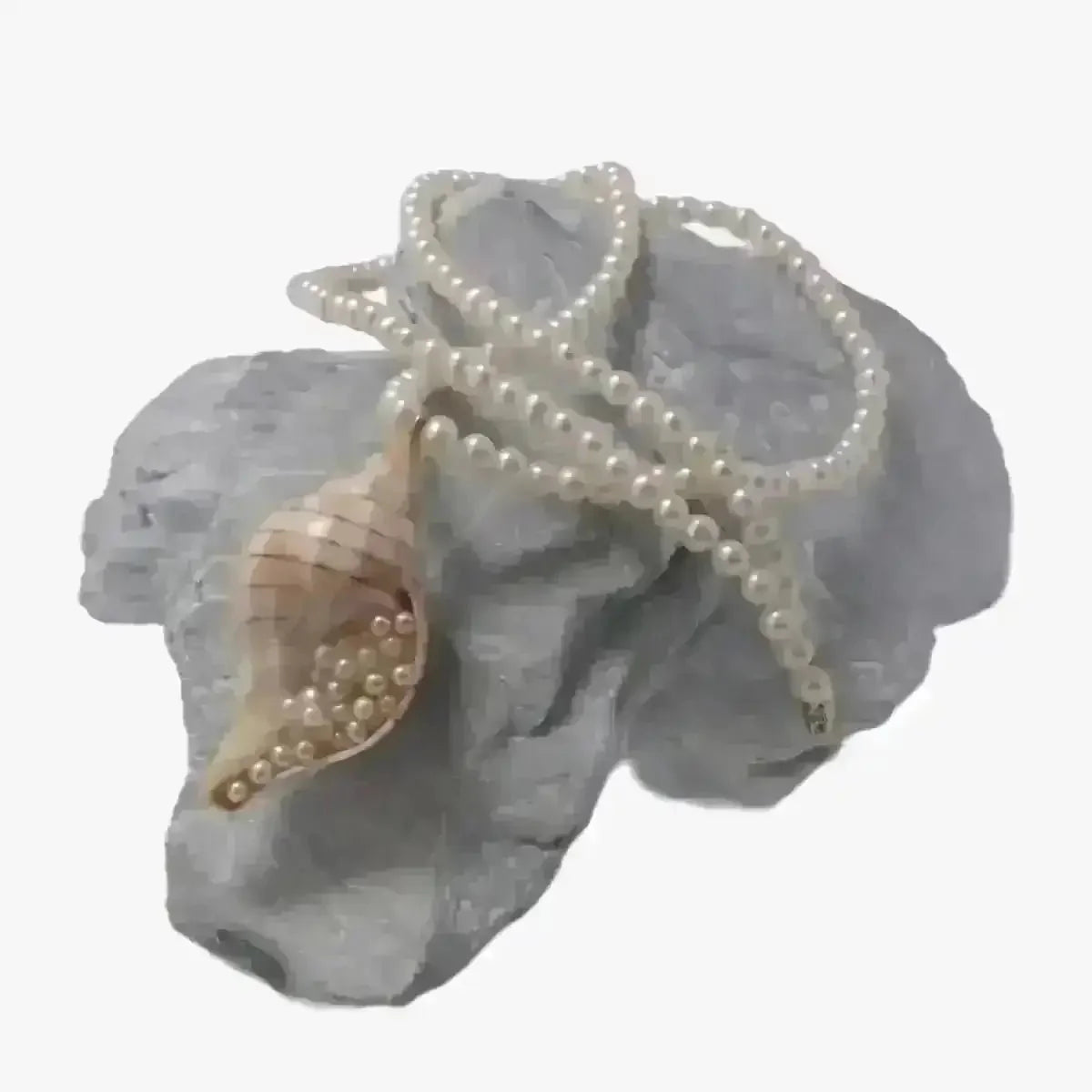 3.5 - 4.0mm Seed Freshwater Pearl Necklace with Shell Pendant - Marina Korneev