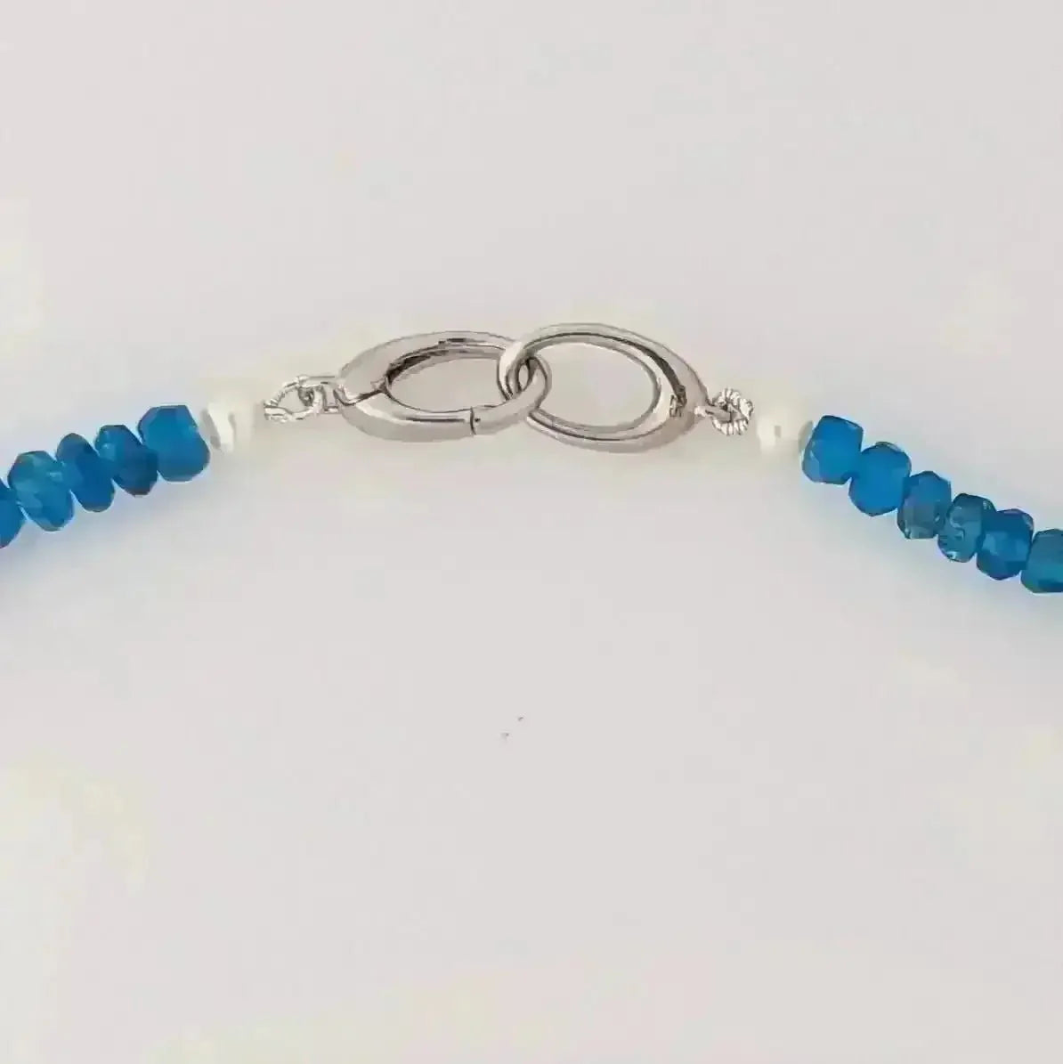 3.5 - 4.0mm White Seed Freshwater Pearl and Apatite Necklace - Marina Korneev