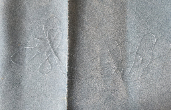 Step 3: Thread measured to approximately five times the final necklace length.