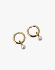 4.0 - 4.5mm White Akoya Pearl Drop Huggie Earrings - Marina Korneev