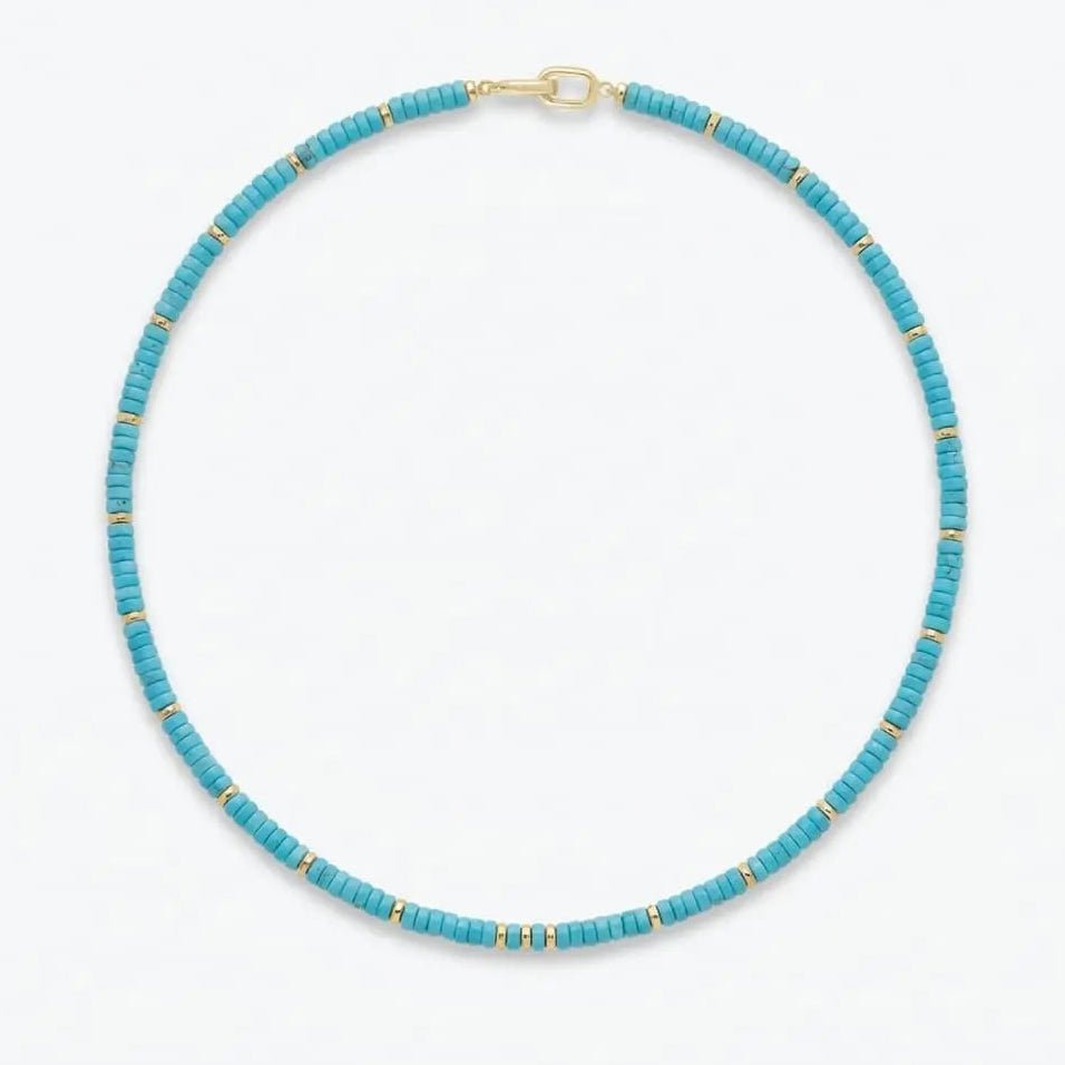 4.0 - 4.5mm Sleeping Beauty Turquoise and Gold Necklace Elegant Necklaces by Marina Korneev