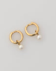 4.0 - 4.5mm White Akoya Pearl Drop Huggie Earrings - Marina Korneev