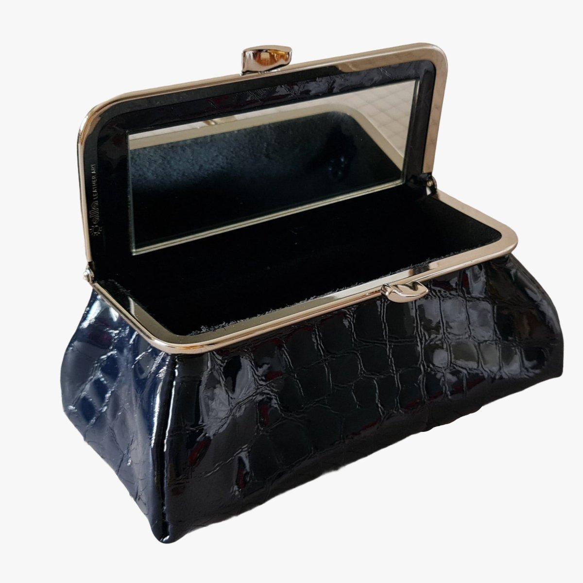 Shiny Blue Croc Genuine Leather Travel Bag - Marina Korneev Fine Pearls