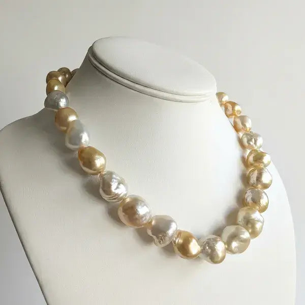 11-17mm Golden South Sea Pearl Baroque Necklace