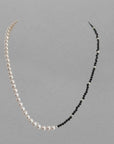 5.5-6.0mm White Freshwater Pearls Half and Half Black Spinel Necklace - Marina Pearls