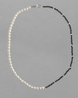 5.5-6.0mm White Freshwater Pearls Half and Half Black Spinel Necklace - Marina Pearls