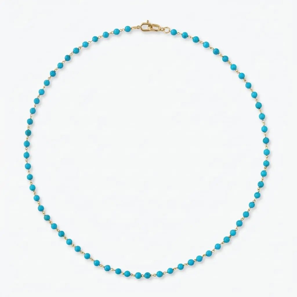 5.0 - 5.5mm Sleeping Beauty Turquoise Beads Station Necklace Elegant Necklaces by Marina Korneev