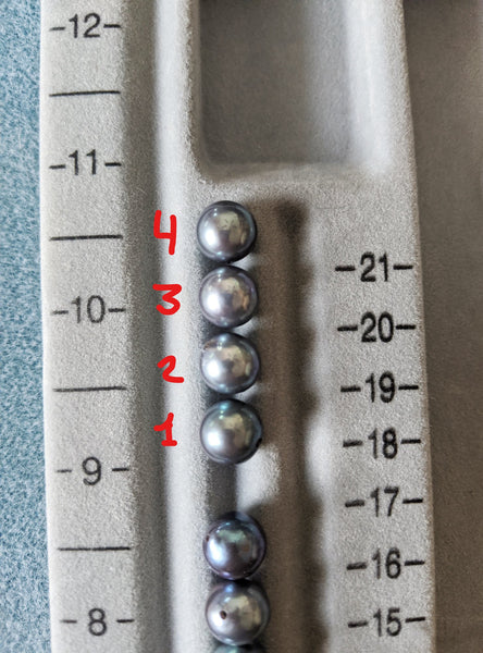 Step 5: First four pearls strung in reverse order.