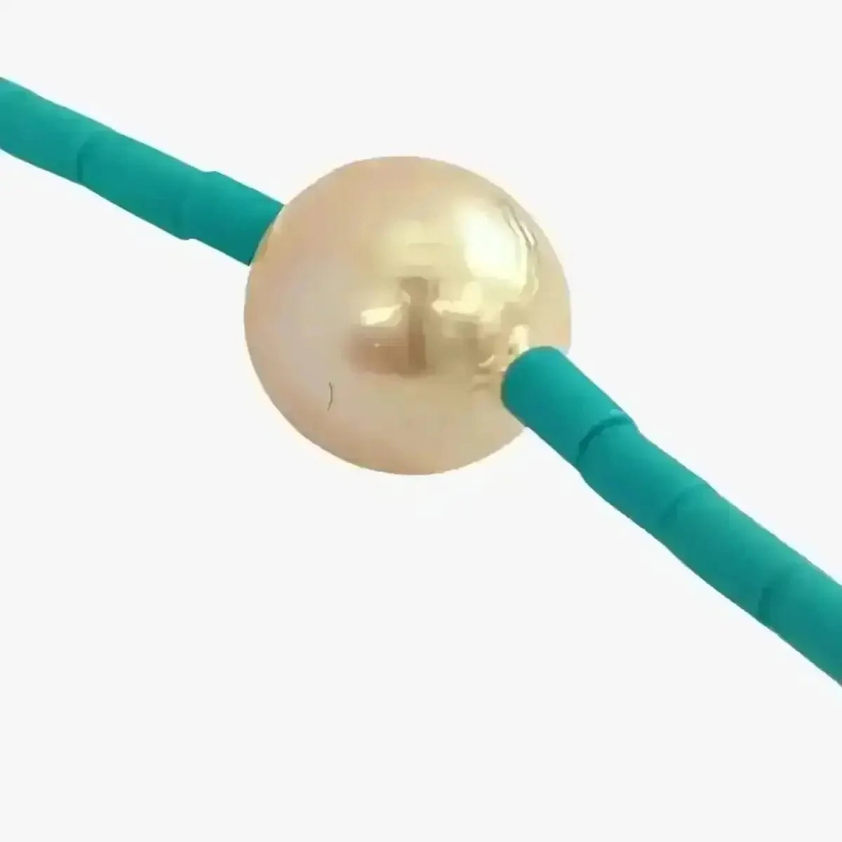 6.5 - 8.5mm Cream Akoya Pearls and Turquoise Necklace - Marina Korneev