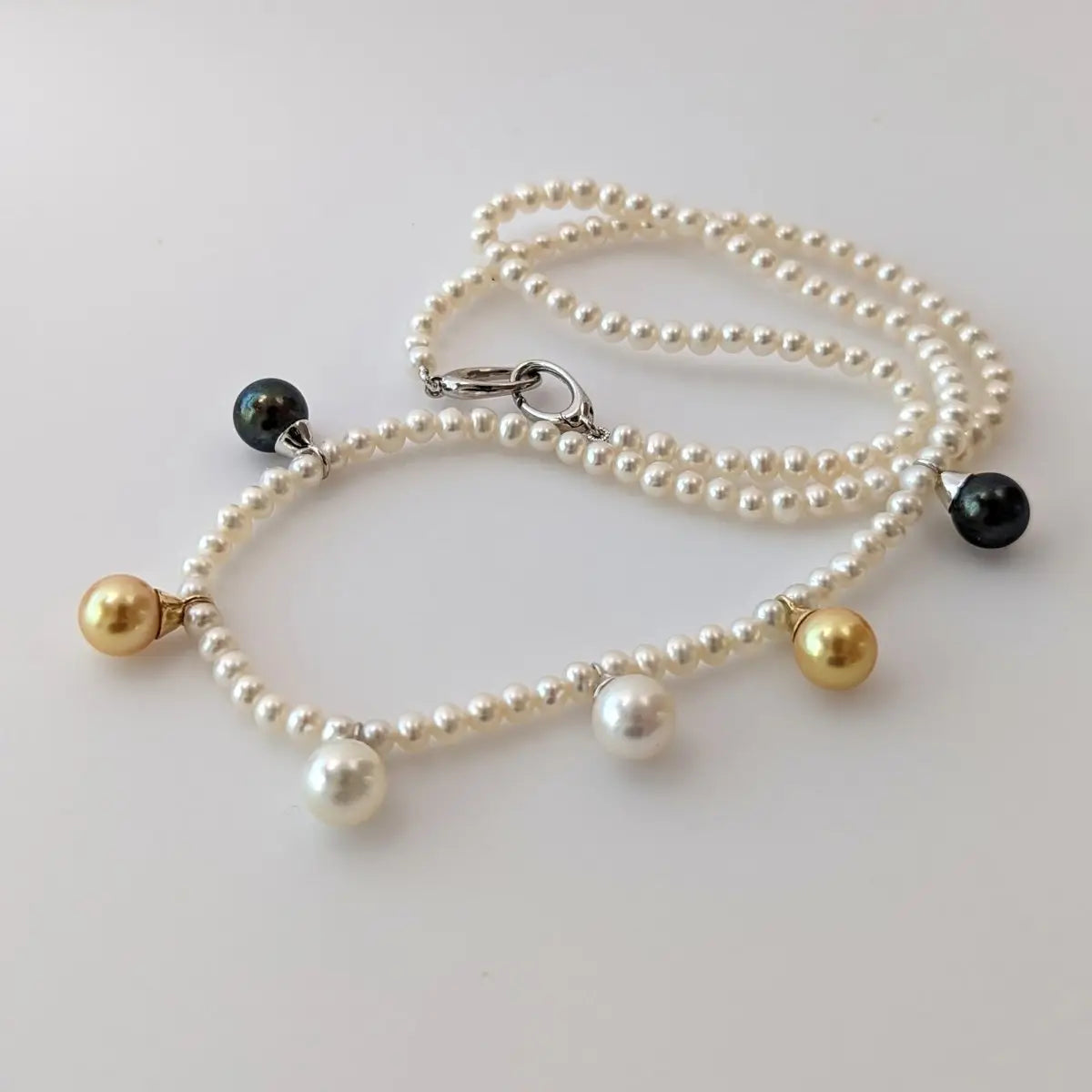 7.0-7.5mm Akoya and White Seed Freshwater Pearl Necklace - Marina Korneev Fine Pearls