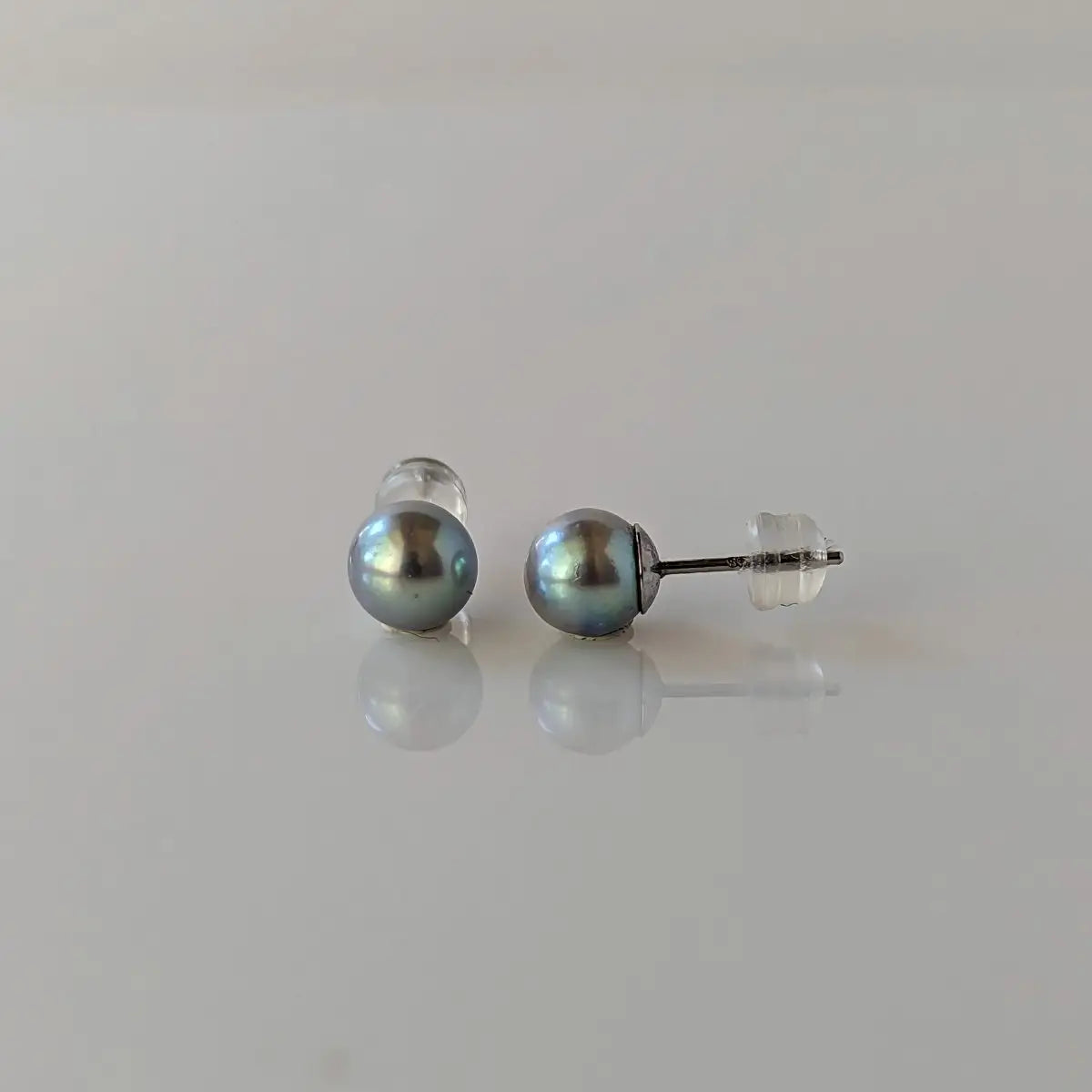 7.0-7.5mm Blue Akoya Pearl Earrings - Marina Korneev Fine Pearls