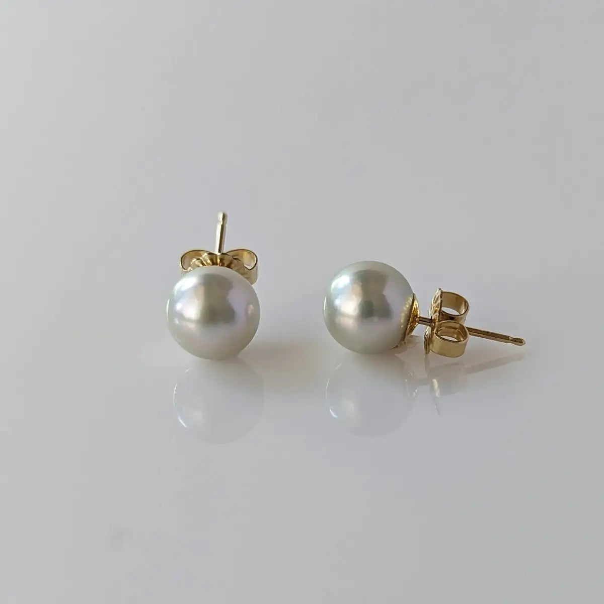 7.5-8.0mm Blue Akoya Pearl Stud Earrings - Marina Korneev
