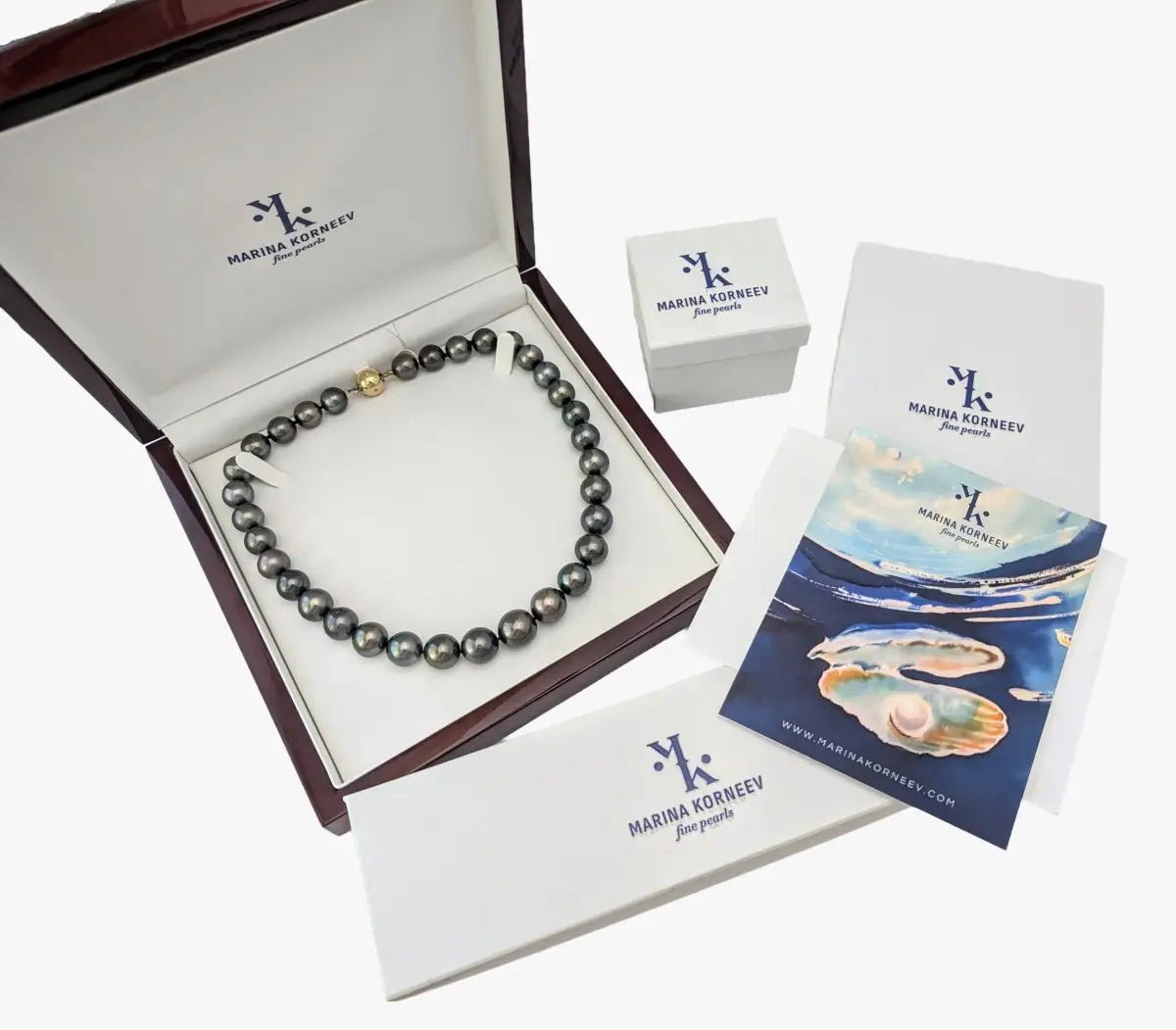 7.5 - 8.0mm Dyed Akoya Pearl Station Necklace - Marina Korneev