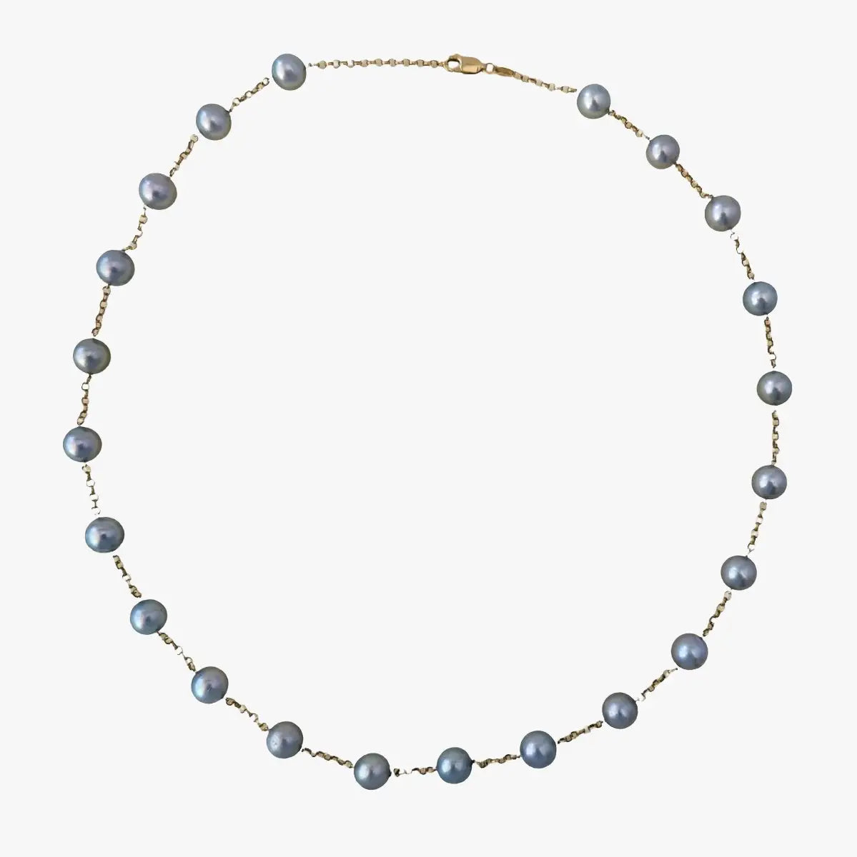 7.5 - 8.0mm Dyed Akoya Pearl Station Necklace - Marina Korneev