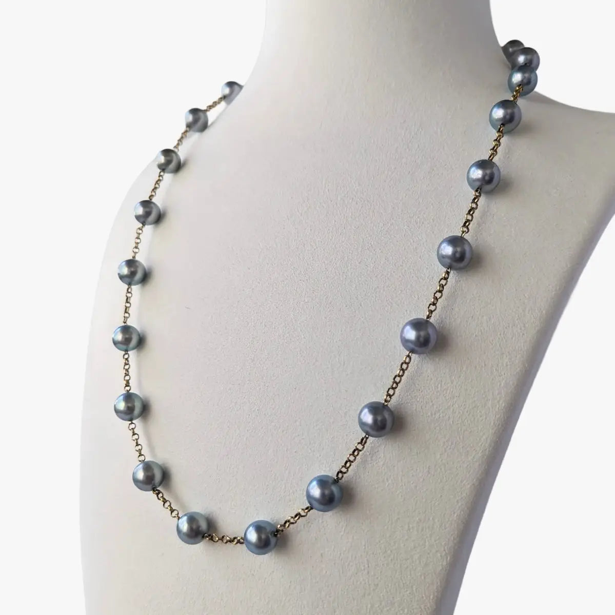 7.5-8.0mm Dyed Akoya Pearl Station Necklace - Marina Korneev FP