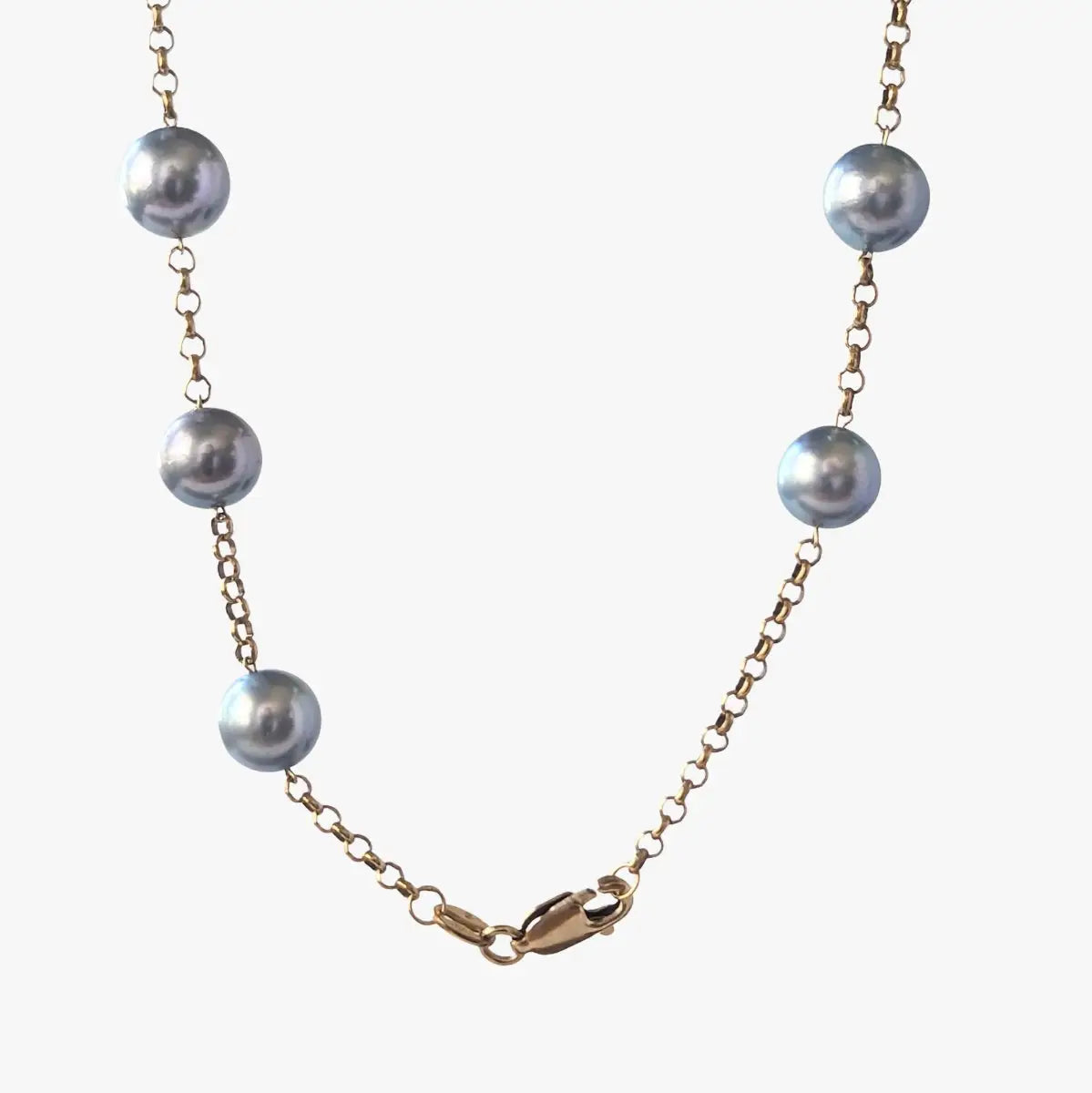 7.5-8.0mm Dyed Akoya Pearl Station Necklace - Marina Korneev FP