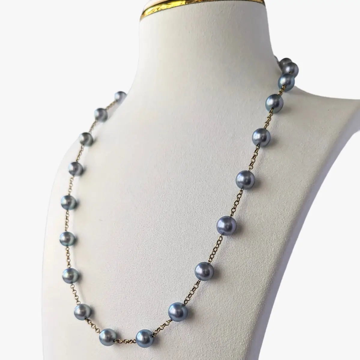 7.5-8.0mm Dyed Akoya Pearl Station Necklace - Marina Korneev FP