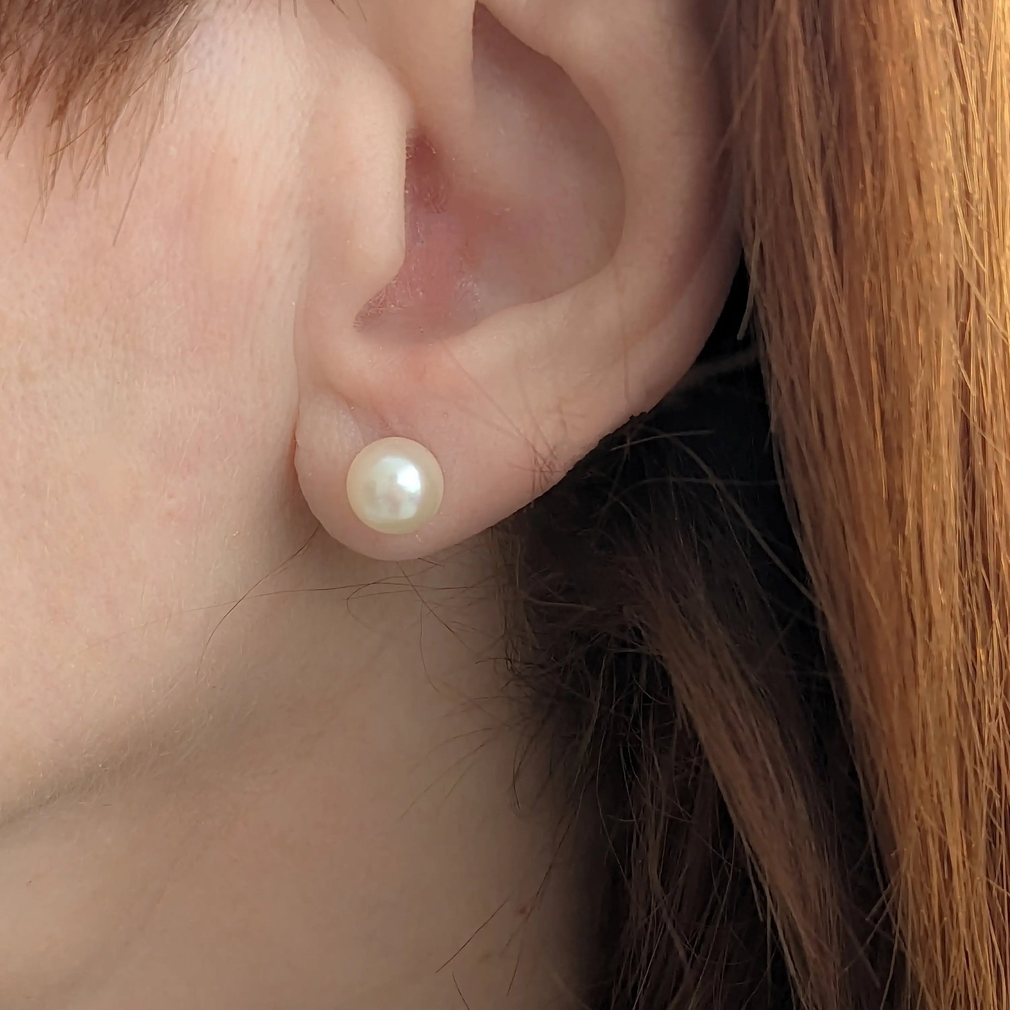 7.5-8.0mm White Akoya Pearl Stud Earrings - Marina Korneev Fine Pearls