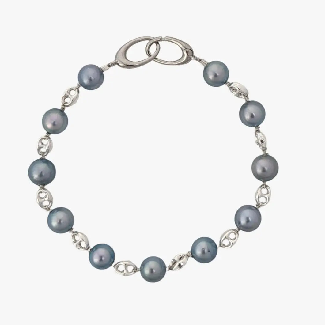 7.5-8.0mm Wire Wrap Dyed Akoya Pearl Bracelet - Marina Korneev Fine Pearls