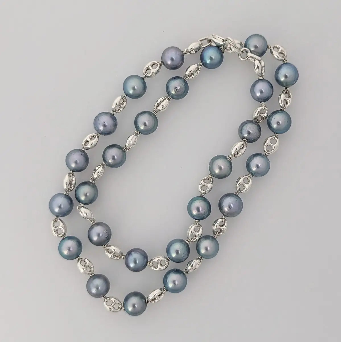 7.5-8.0mm Wire Wrap Dyed Akoya Pearl Necklace - Marina Korneev Fine Pearls