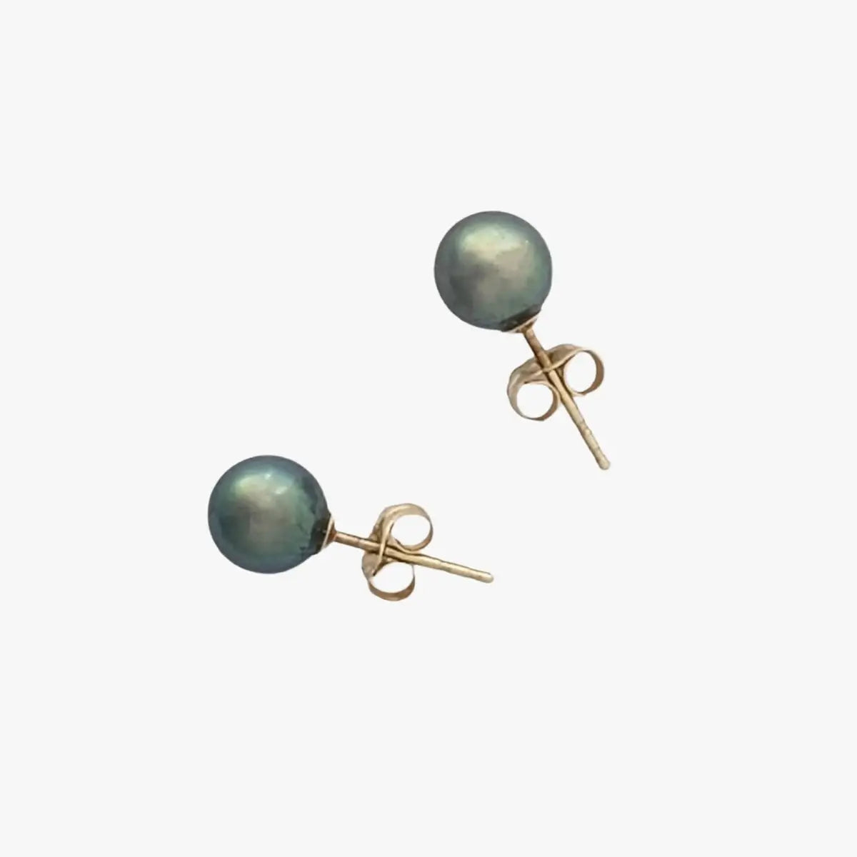 7-8mm Tiny Green Tahitian Pearl Stud Earrings - Marina Korneev Fine Pearls