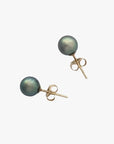 7-8mm Tiny Green Tahitian Pearl Stud Earrings - Marina Korneev Fine Pearls