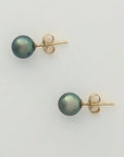 7-8mm Tiny Green Tahitian Pearl Stud Earrings - Marina Korneev Fine Pearls