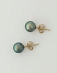 7-8mm Tiny Green Tahitian Pearl Stud Earrings - Marina Korneev Fine Pearls