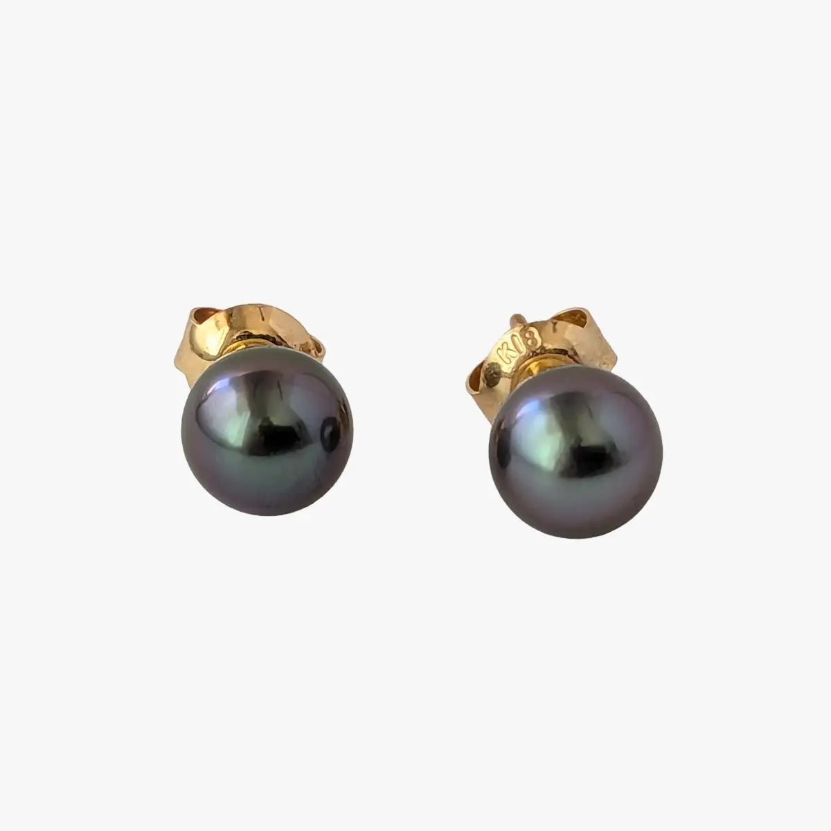 7 - 8mm Tiny Magenta Tahitian Pearl Stud Earrings - Marina Korneev