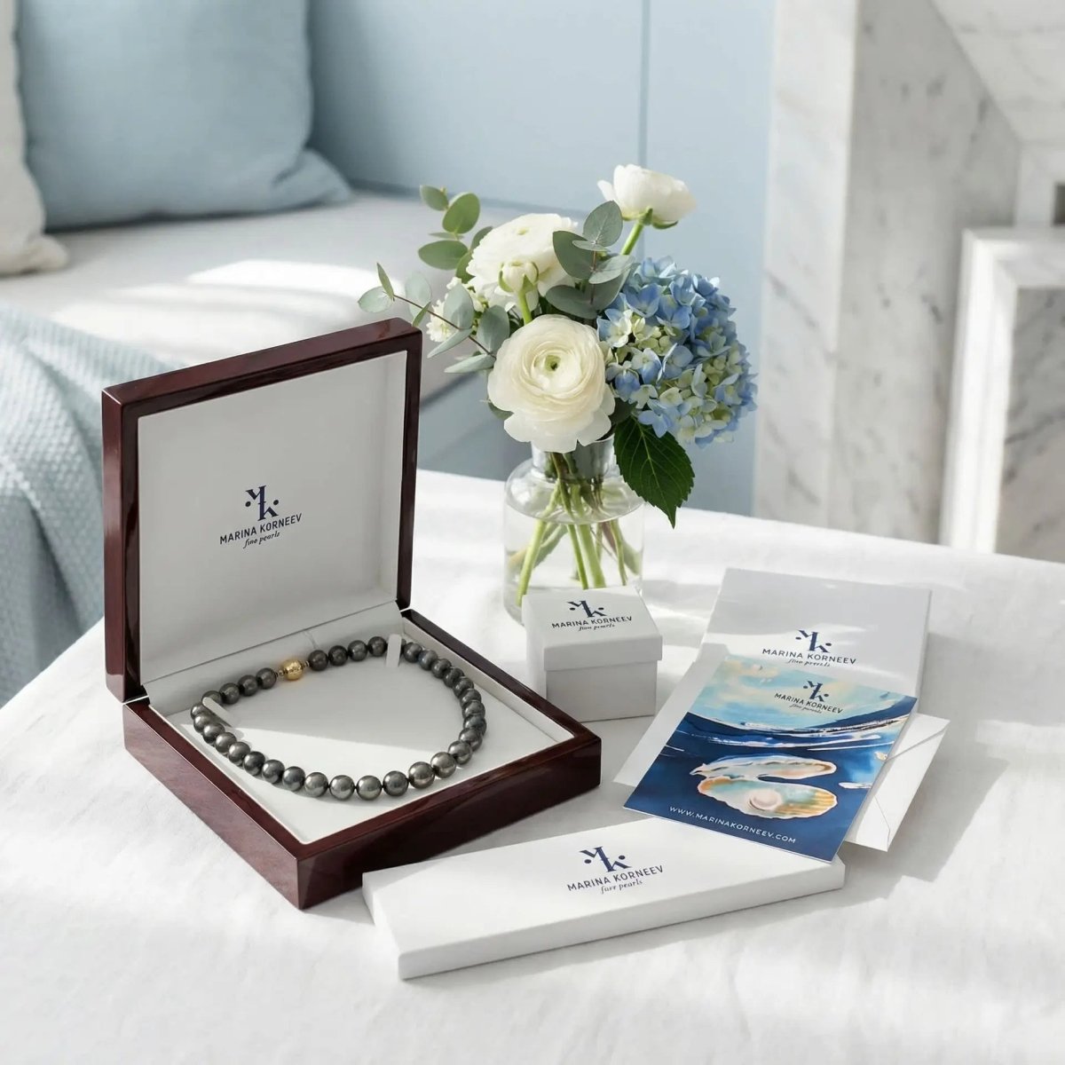 7.5 - 8.0mm Classic White Akoya Pearl Necklace Elegant Strands by Marina Korneev