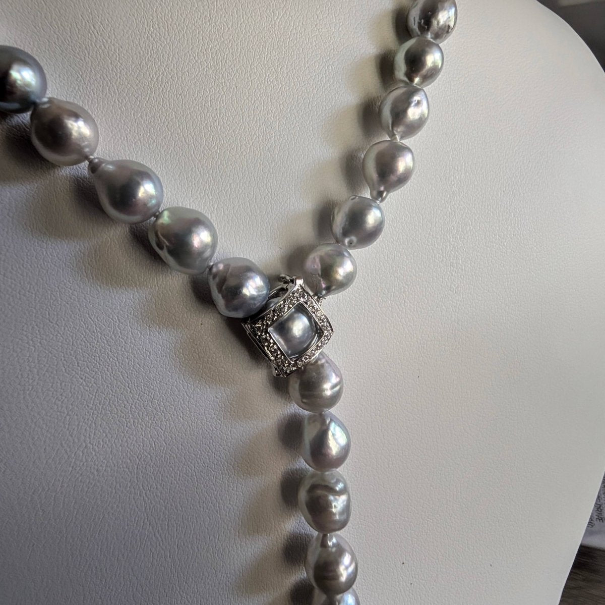 7.5 - 8.5mm STUNNING! Blue Baroque Akoya Long Pearl Lariat Necklace Elegant Strands by Marina Korneev