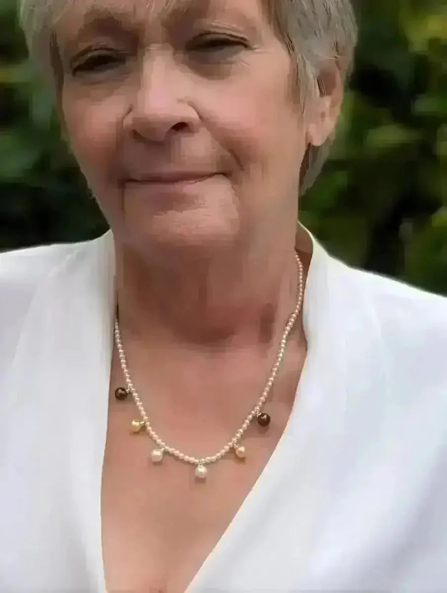 7.0 - 7.5mm Akoya and White Seed Freshwater Pearl Necklace - Marina Korneev