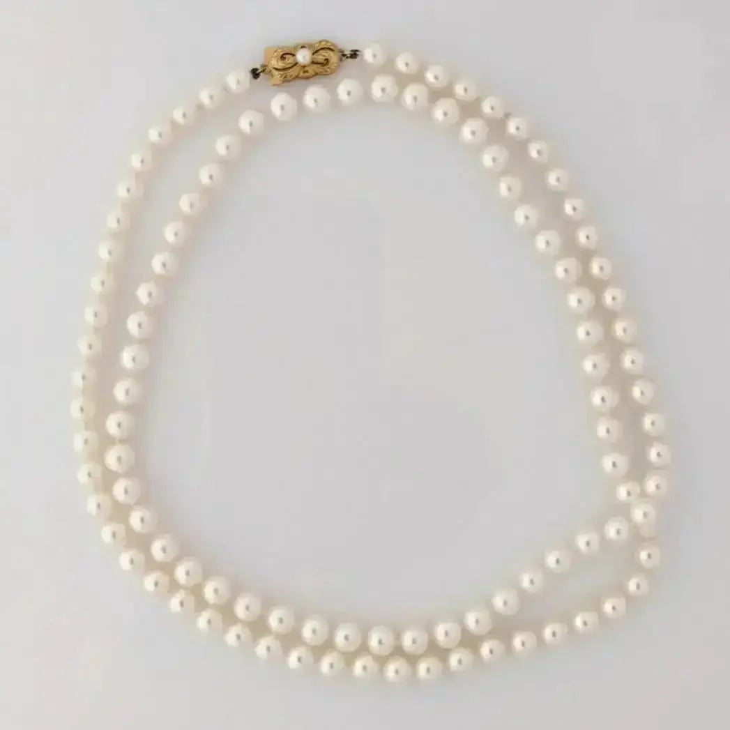 7.0 - 7.5mm Classic Genuine Mikimoto White Long Akoya Pearl Necklace - Marina Korneev