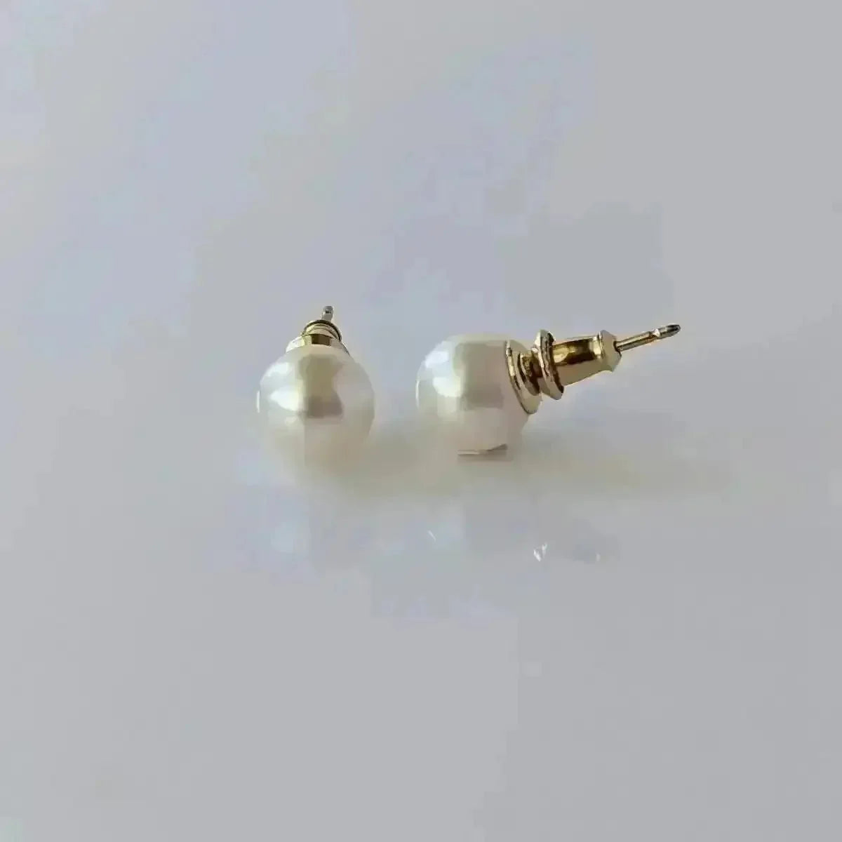 7.5 - 8.0mm White Akoya Pearl Stud Earrings - Marina Korneev