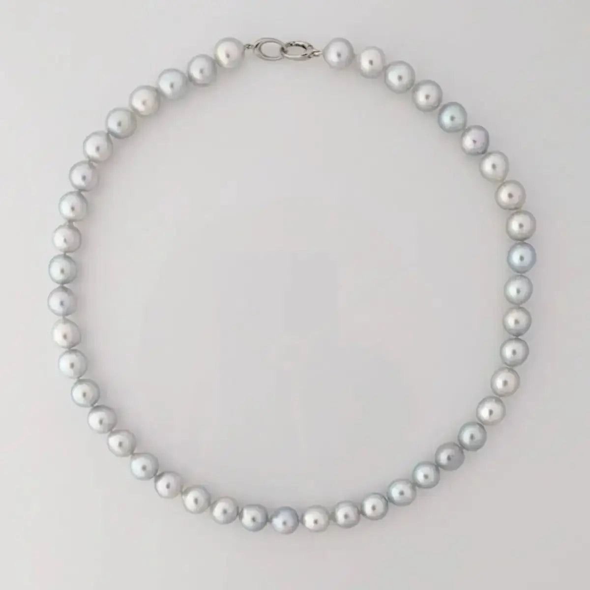 8.5 - 9.0mm Silver Semi - Baroque Akoya Pearl Necklace Elegant Strands by Marina Korneev