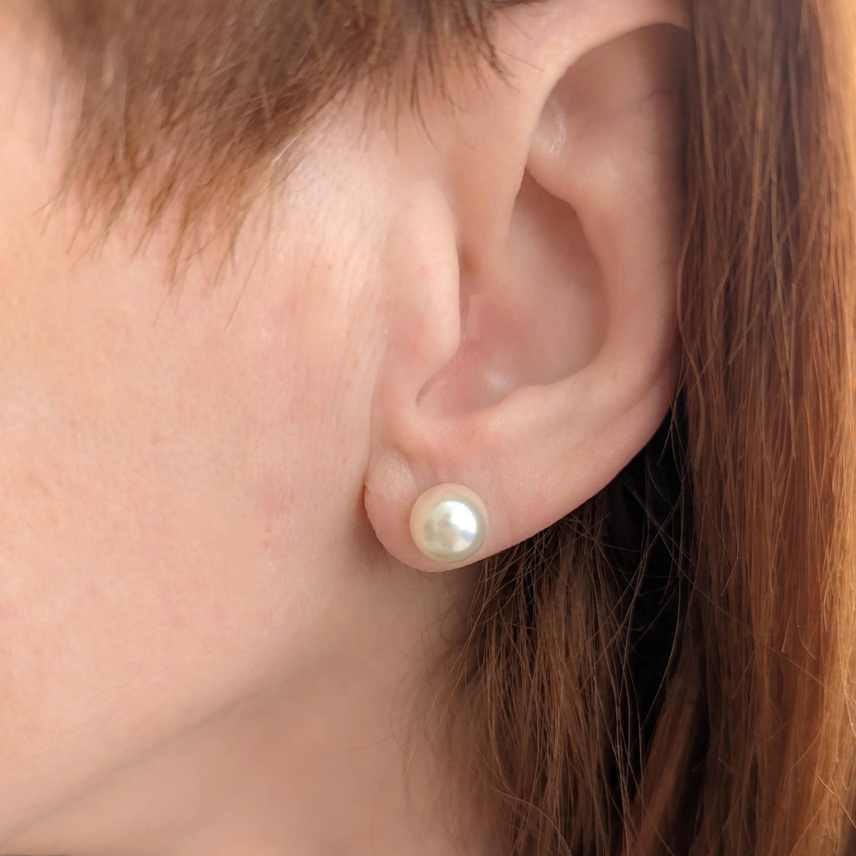 8.0-8.5mm Cream White Akoya Pearl Stud Earrings - Marina Korneev Fine Pearls