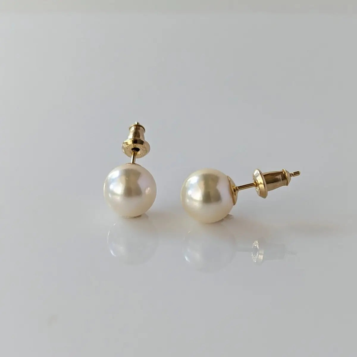 8.0-8.5mm Cream White Akoya Pearl Stud Earrings - Marina Korneev Fine Pearls