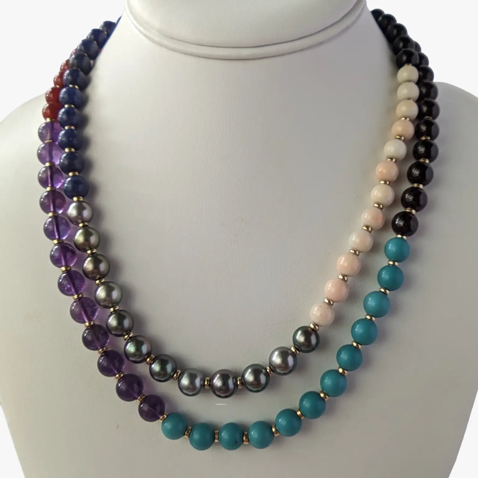 8.0-8.5mm Tahitian Pearl &amp; Multi Gem Necklace