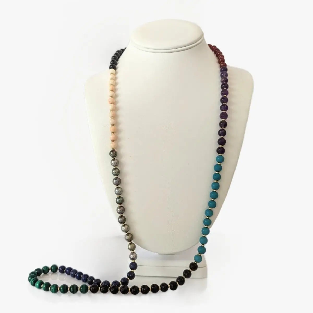 8.0-8.5mm Tahitian Pearl & Multi Gem Necklace - Marina Korneev Fine Pearls