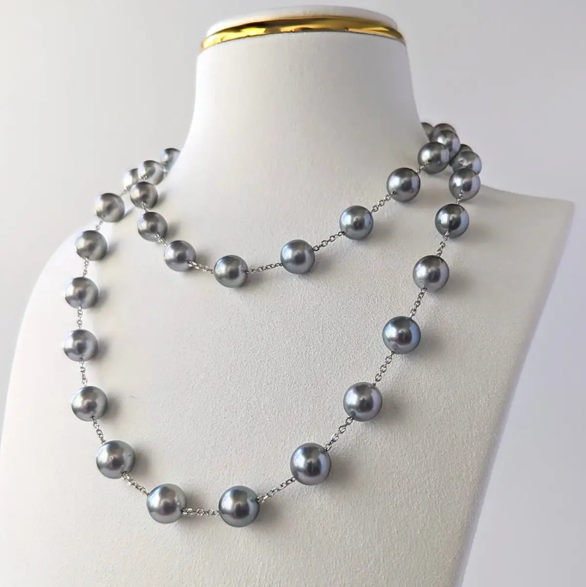 8-10mm GORGEOUS! Tahitian Pearl Station Necklace - Marina Korneev FP