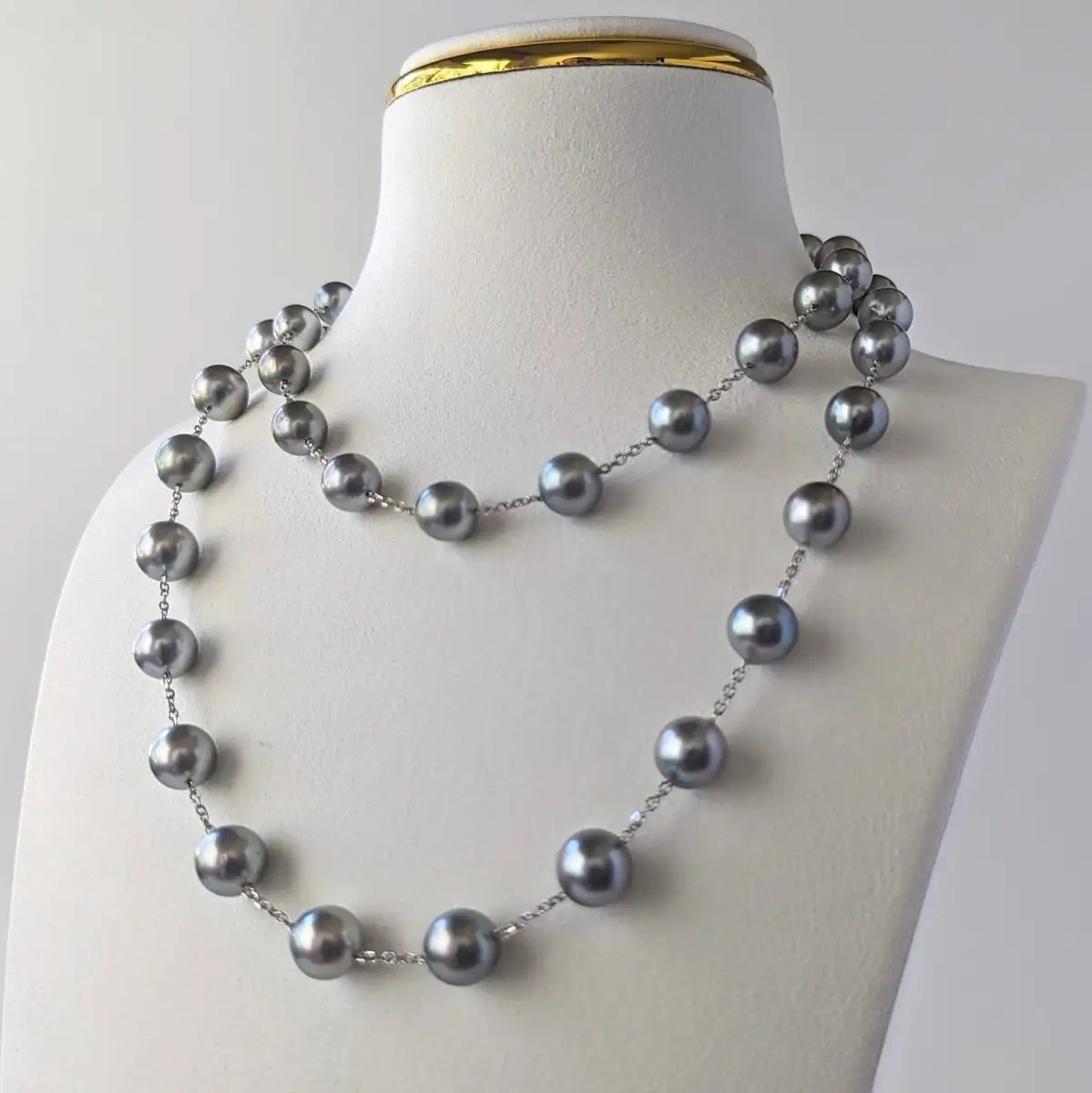 8-10mm GORGEOUS! Tahitian Pearl Station Necklace - Marina Korneev FP