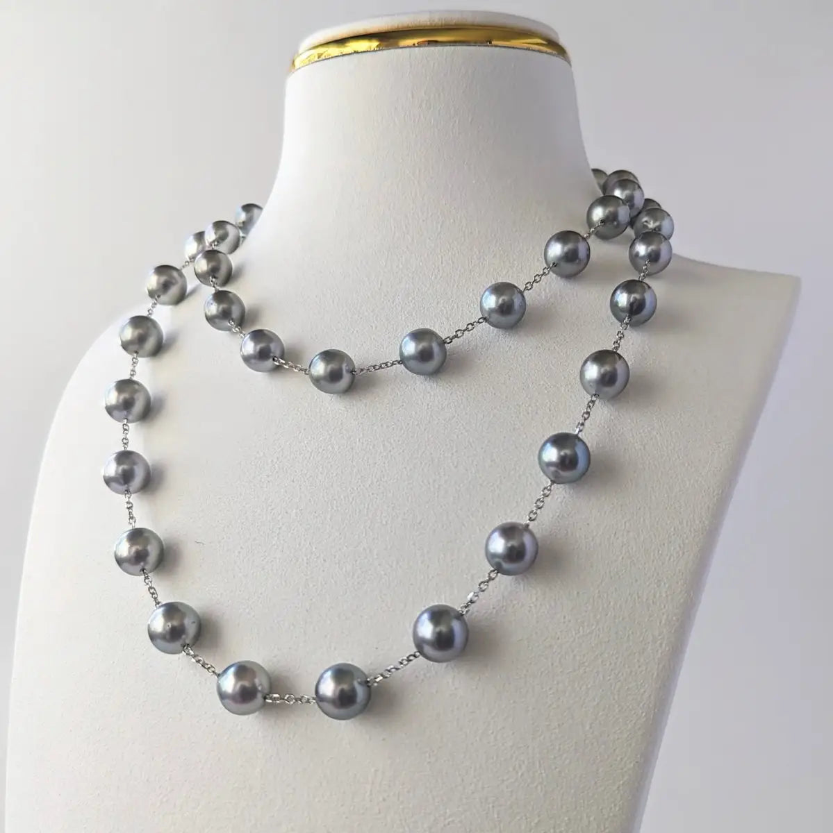 8-10mm GORGEOUS! Tahitian Pearl Station Necklace - Marina Korneev FP