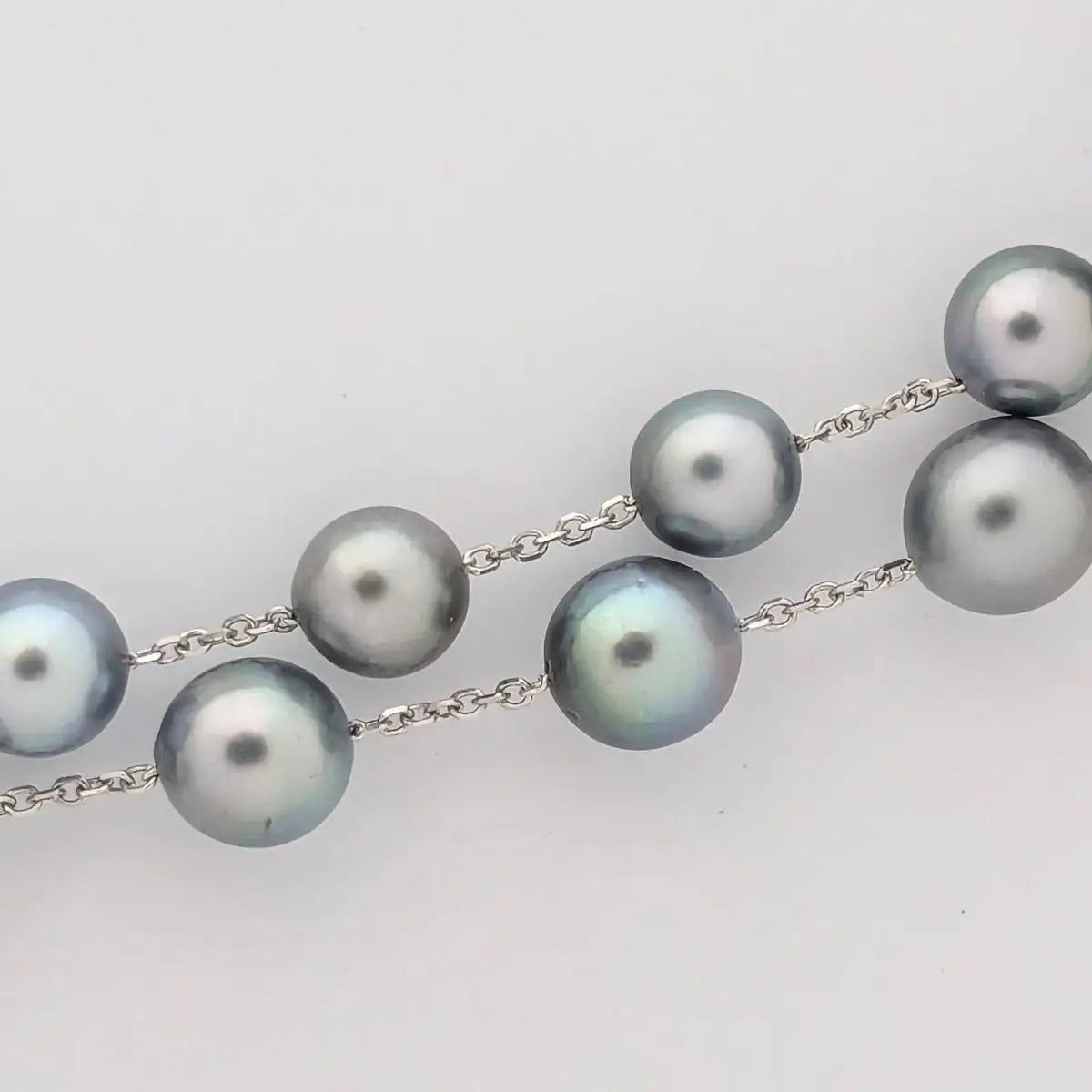 8-10mm GORGEOUS! Tahitian Pearl Station Necklace - Marina Korneev FP