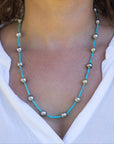 8-10mm Tahitian Baroque Pearls and Turquoise Necklace - Marina Pearls