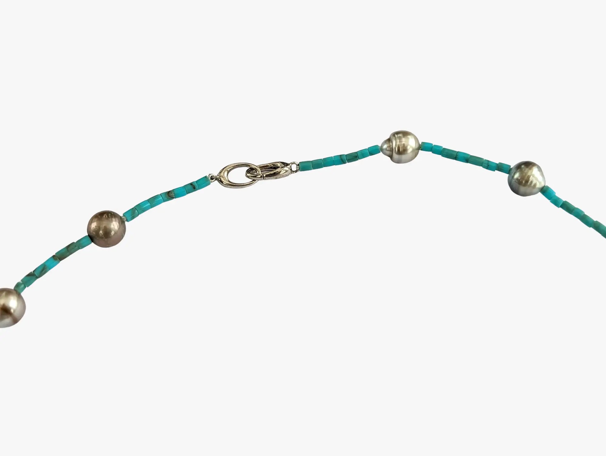 8-10mm Tahitian Baroque Pearls and Turquoise Necklace - Marina Pearls