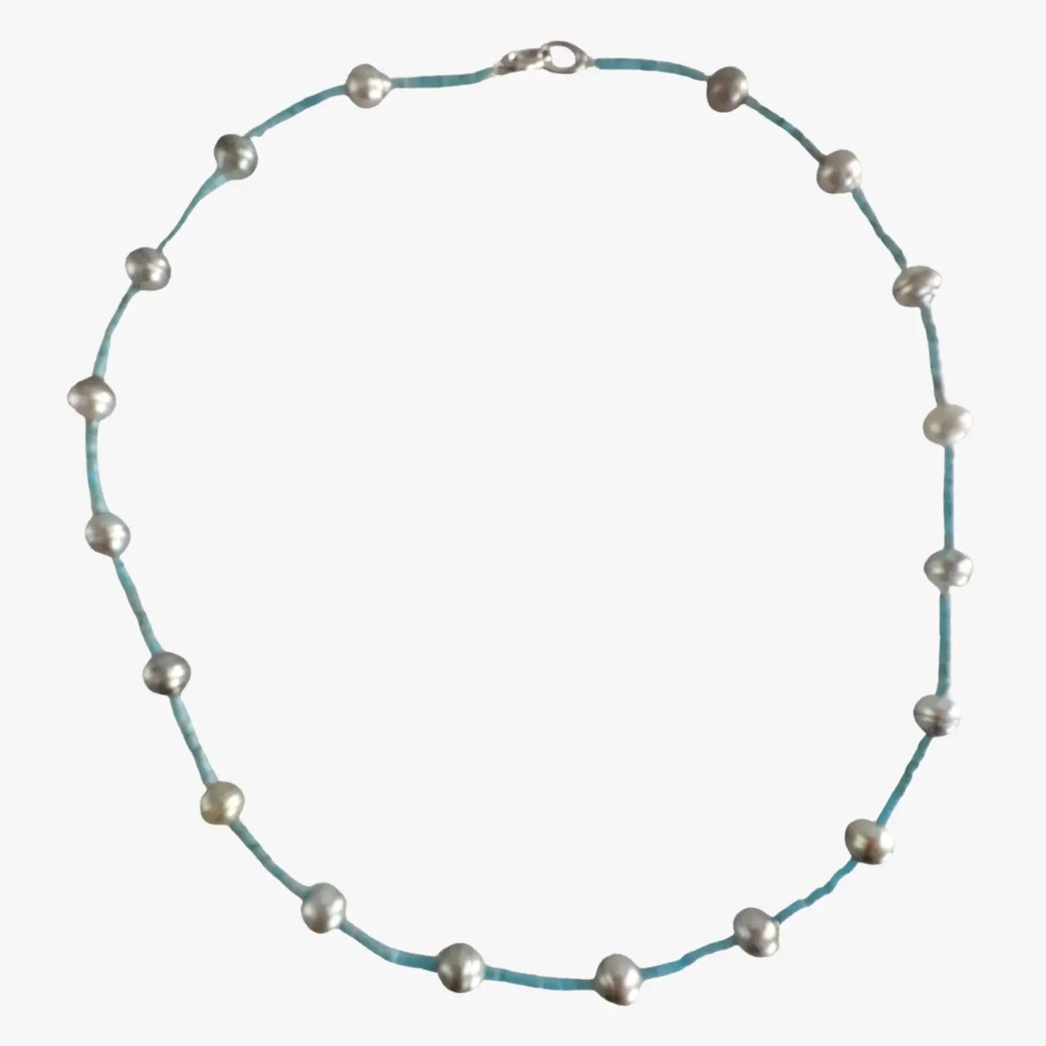 8-10mm Tahitian Baroque Pearls and Turquoise Necklace - Marina Pearls