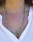 8-10mm Tahitian Baroque Pearls and Turquoise Necklace - Marina Pearls