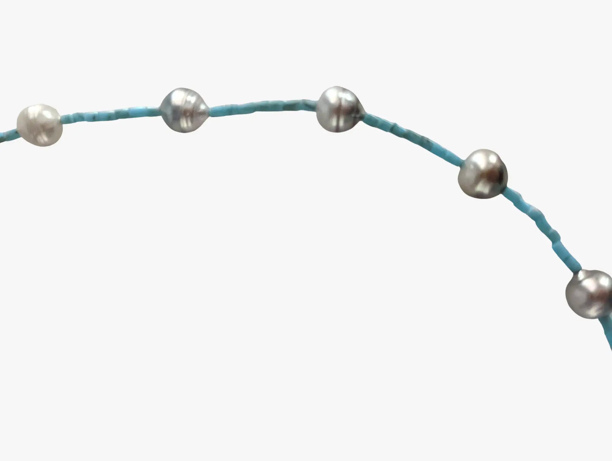 8-10mm Tahitian Baroque Pearls and Turquoise Necklace - Marina Pearls