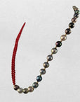 8-10mm Tahitian Pearl Necklace with Mediterranean Coral and 14K YG Clasp - Marina Pearls