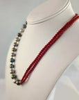 8-10mm Tahitian Pearl Necklace with Mediterranean Coral and 14K YG Clasp - Marina Pearls